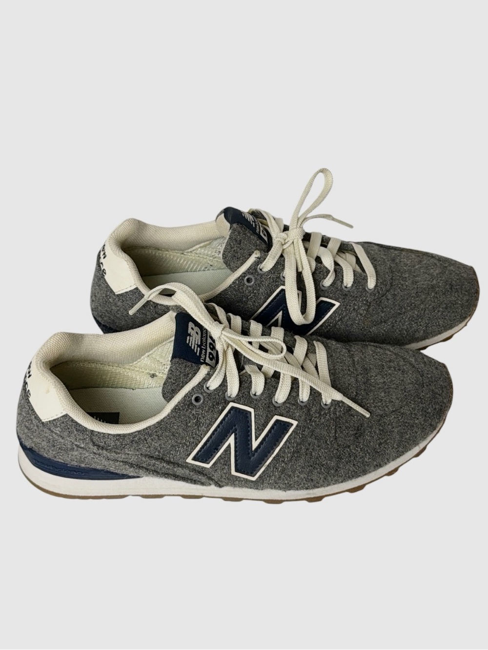 New Balance X JCrew 996 sneakers  gray wool upper  with navy leather trim 8.5